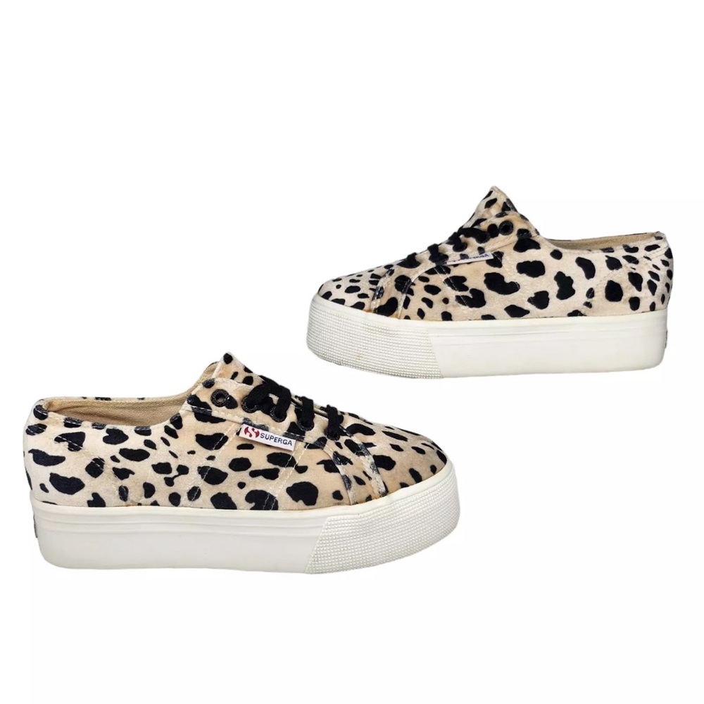Superga velvet cheetah platform sneakers size 7